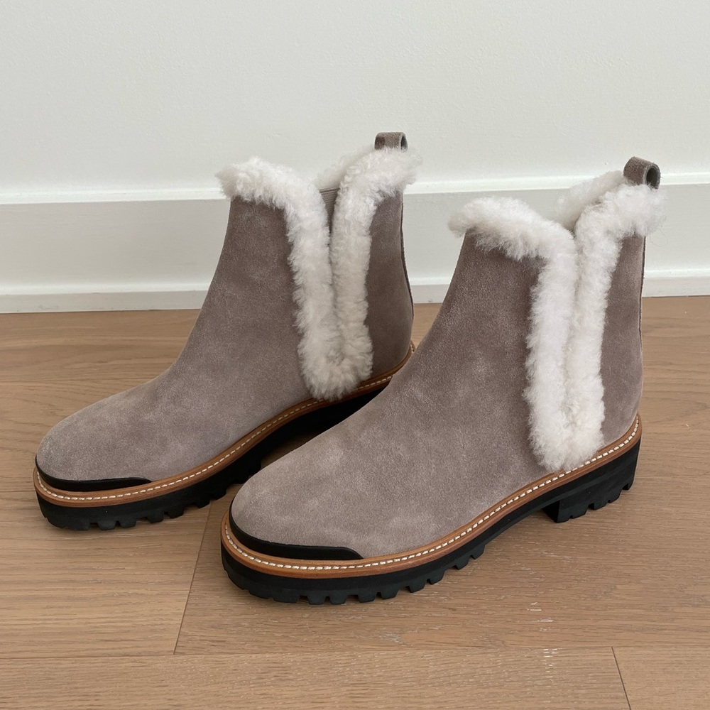 Marc Fisher Grey Shearling Booties Size 8